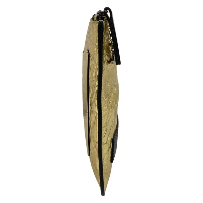 Chanel Clutch Gold Black Silver Je Ne Suis Pas en Solde Lambskin
