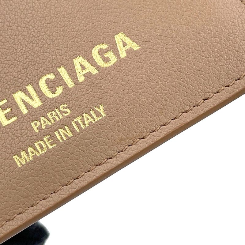 Balenciaga Card Case Calf Leather Beige