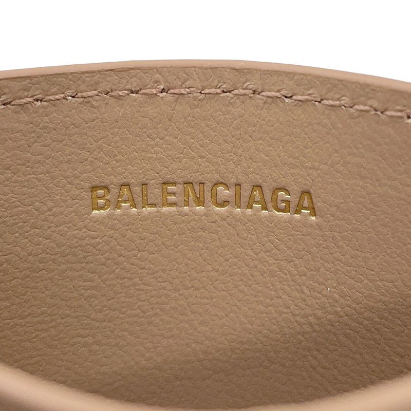 Balenciaga Card Case Calf Leather Beige