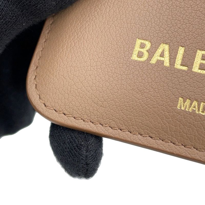 Balenciaga Card Case Calf Leather Beige
