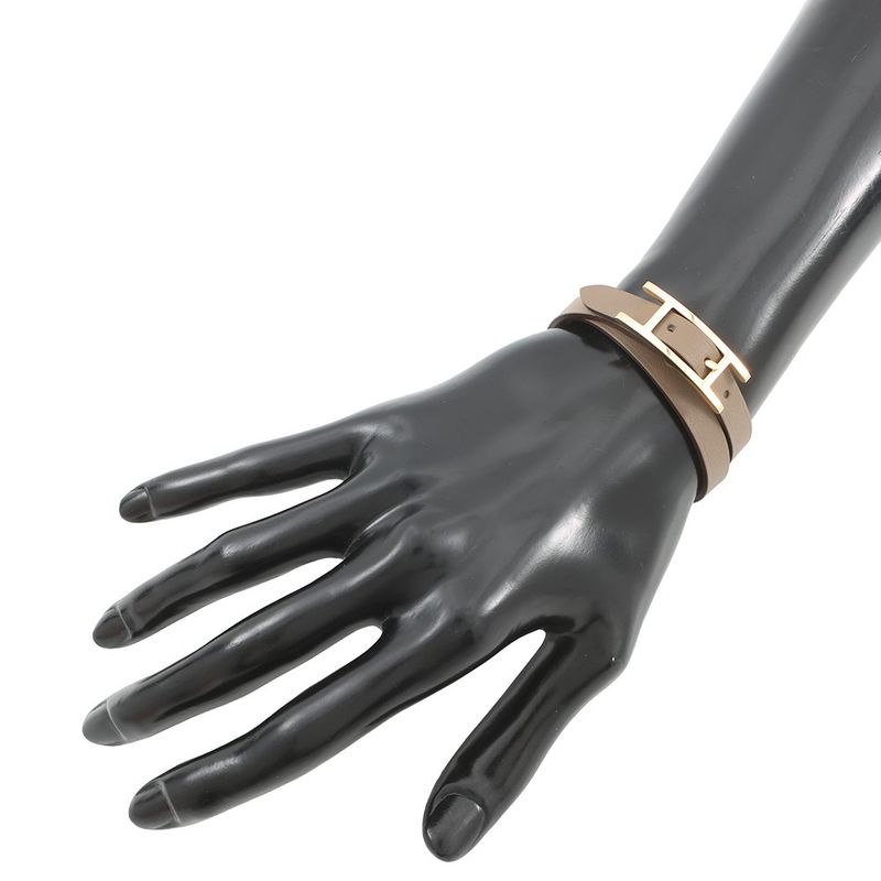 Hermes Behapi Double Tour Etoupe Nata Gold Swift T2 Bracelet