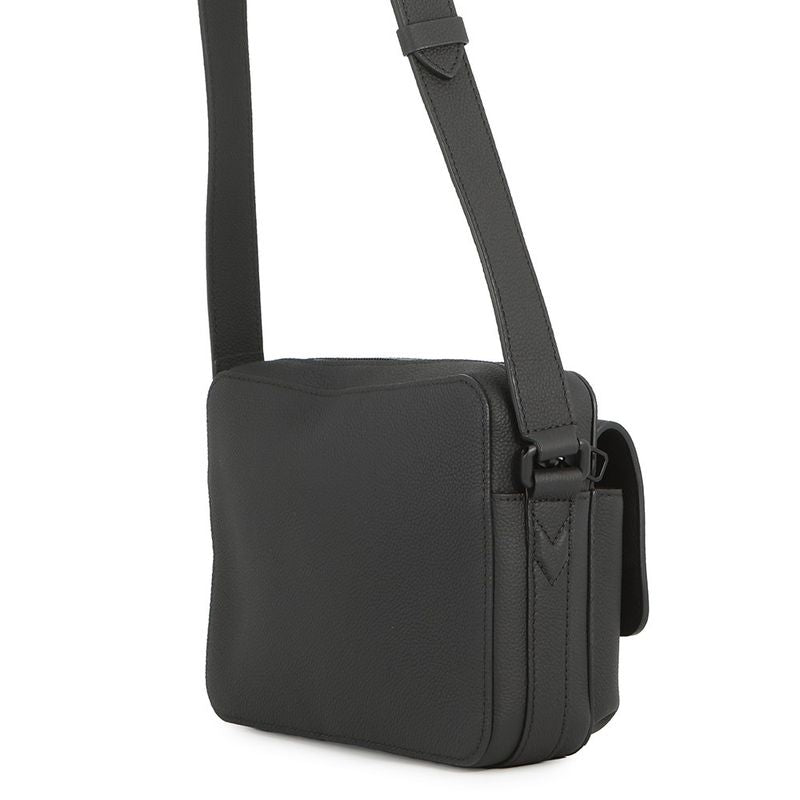Louis Vuitton Shoulder Bag Waxy Calf Leather Boarding Messenger Black