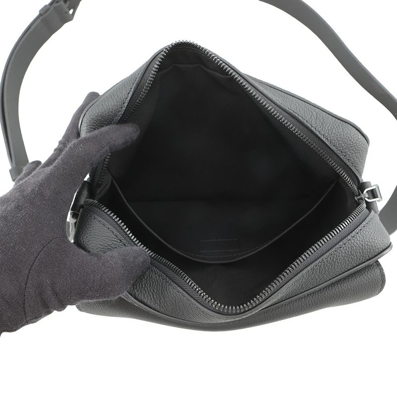 Louis Vuitton Shoulder Bag Waxy Calf Leather Boarding Messenger Black