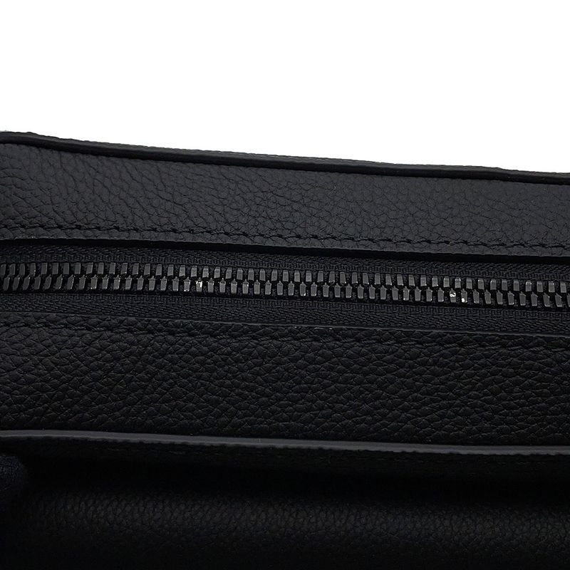 Louis Vuitton Shoulder Bag Waxy Calf Leather Boarding Messenger Black