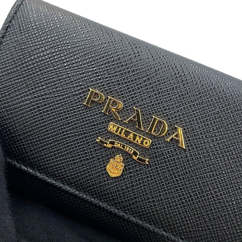 Prada Key Case Multicolor Key Saffiano Leather Key Ring Black