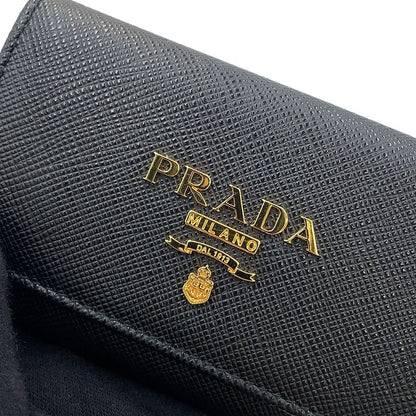 Prada Key Case Multicolor Key Saffiano Leather Key Ring Black