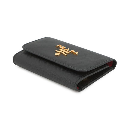 Prada Key Case Multicolor Key Saffiano Leather Key Ring Black