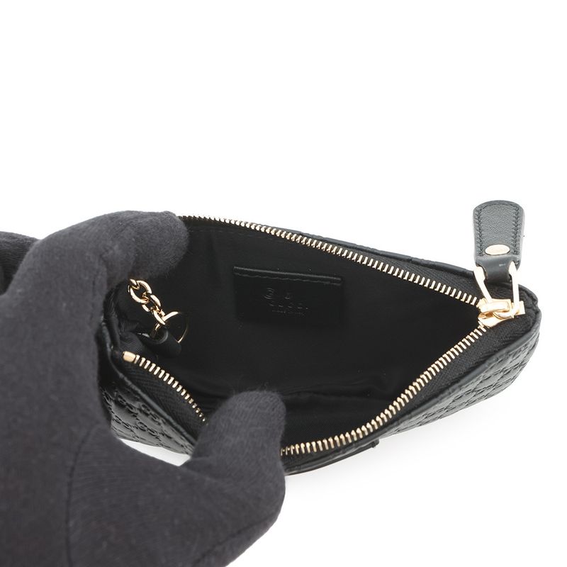 Gucci Key Case Micro Guccissima Leather Coin Black