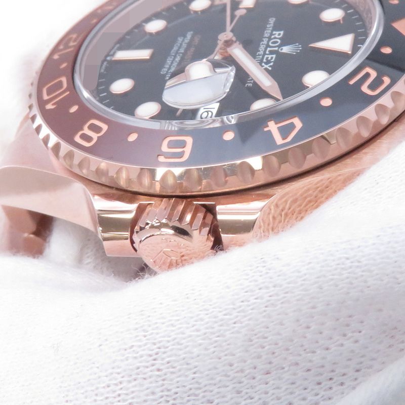 Rolex Gmt Master 2 Date 18k Pink Gold Everose Watch Black Dial