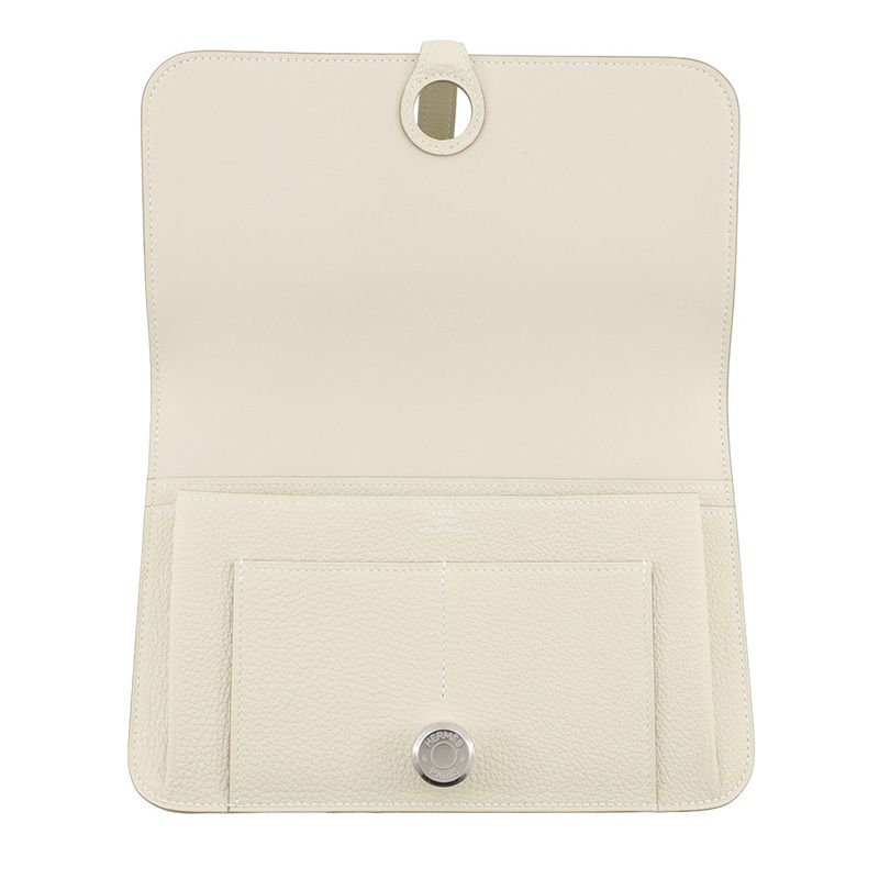 Hermes Wallet Dogon GM Duo Cles Silver Togo