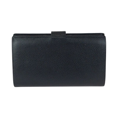 Chanel Vintage CC Logo Black Gold Caviar Leather Wallet