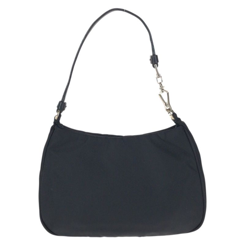 Prada Tessuto Black Silver Nylon Leather Handbag Pouch