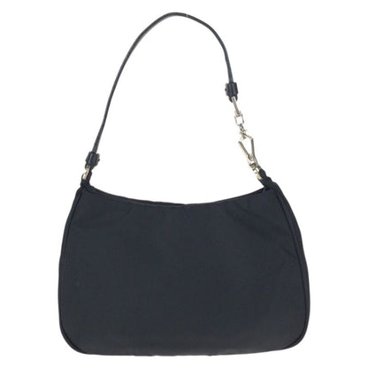 Prada Tessuto Black Silver Nylon Leather Handbag Pouch