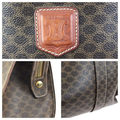 Celine Macadam Dark Brown Gold 2 Tote Shoulder Bag