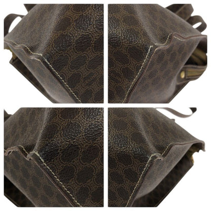 Celine Macadam Dark Brown Gold 2 Tote Shoulder Bag