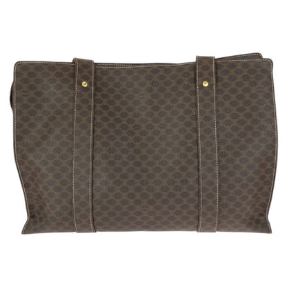 Celine Macadam Dark Brown Gold 2 Tote Shoulder Bag