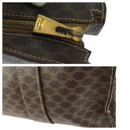 Celine Macadam Dark Brown Gold 2 Tote Shoulder Bag