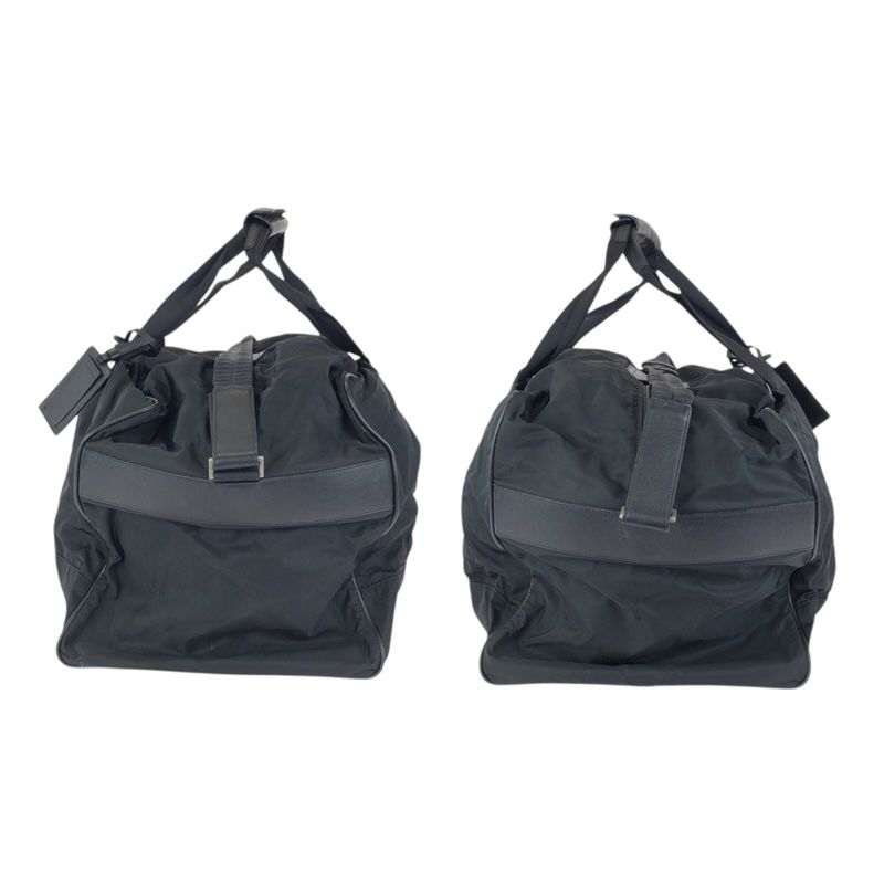 Prada Tessuto Saffiano 2-Way Black Silver Nylon Leather Boston Bag