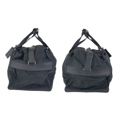 Prada Tessuto Saffiano 2-Way Black Silver Nylon Leather Boston Bag