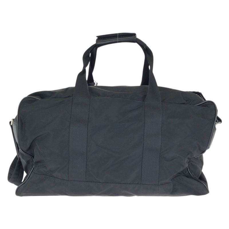 Prada Tessuto Saffiano 2-Way Black Silver Nylon Leather Boston Bag
