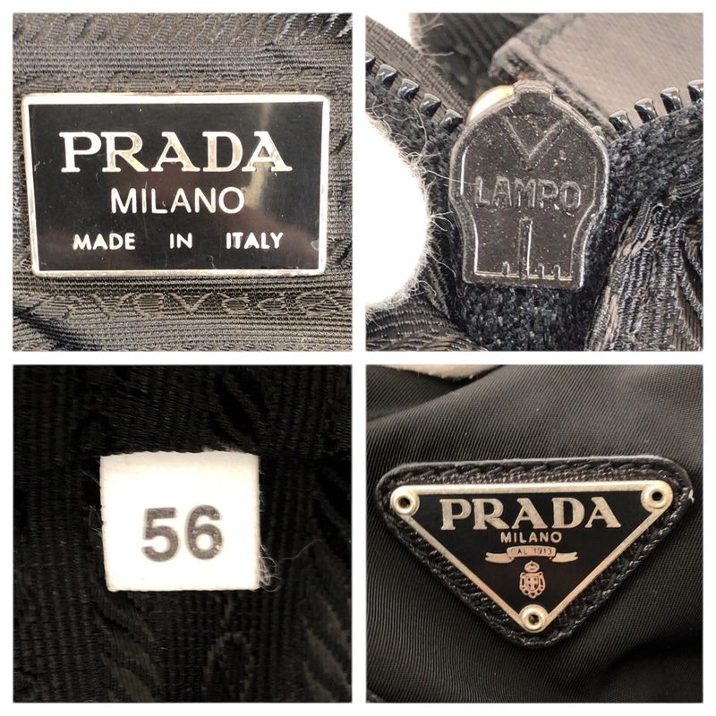 Prada Tessuto Saffiano 2-Way Black Silver Nylon Leather Boston Bag