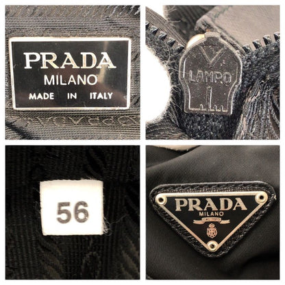 Prada Tessuto Saffiano 2-Way Black Silver Nylon Leather Boston Bag