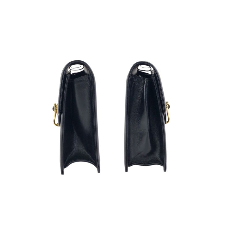 Gucci Vintage Taiga Eye Black Gold Leather Shoulder Bag Clutch