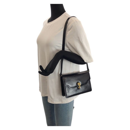 Gucci Vintage Taiga Eye Black Gold Leather Shoulder Bag Clutch