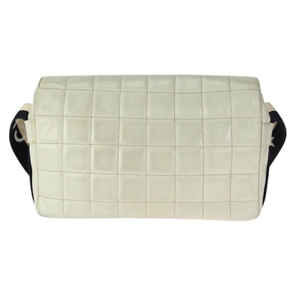 Chanel Vintage Choco Bar CC Logo Off White Black Gold Lambskin Shoulder Bag