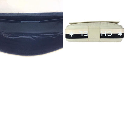 Chanel Vintage Choco Bar CC Logo Off White Black Gold Lambskin Shoulder Bag