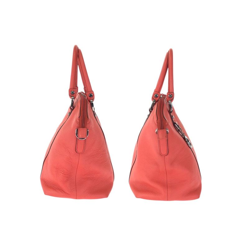 Gucci Interlocking Orange Pink Gunmetal Leather Tote