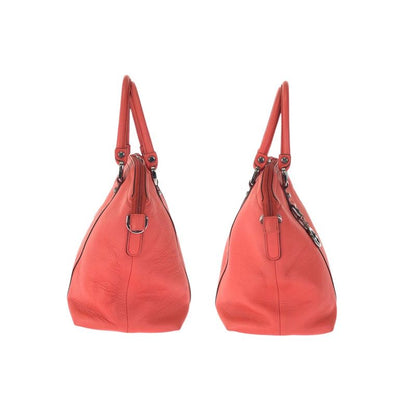Gucci Interlocking Orange Pink Gunmetal Leather Tote