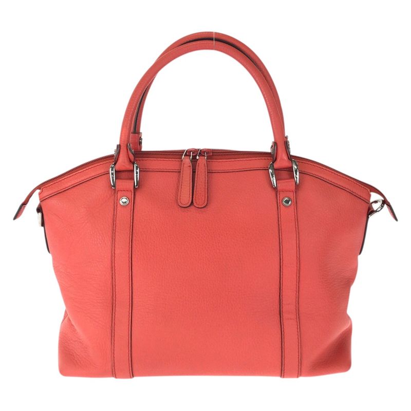 Gucci Interlocking Orange Pink Gunmetal Leather Tote