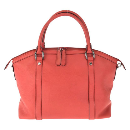 Gucci Interlocking Orange Pink Gunmetal Leather Tote