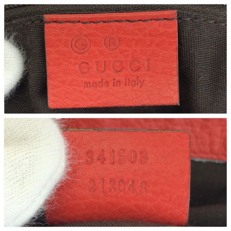 Gucci Interlocking Orange Pink Gunmetal Leather Tote