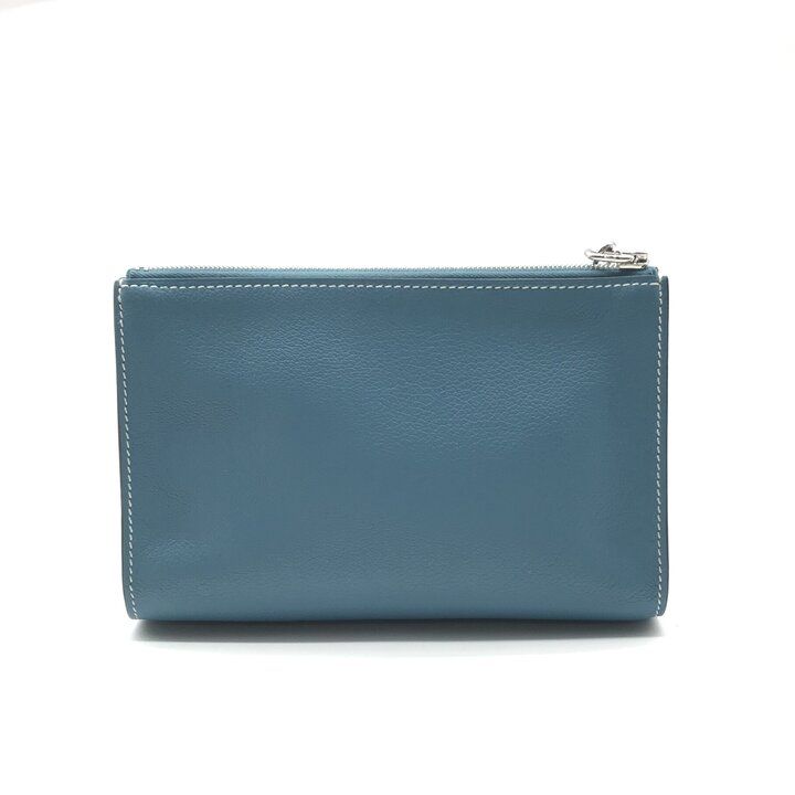 Hermes Zip Azap PM New Blue Jean Pouch Evercolor Case
