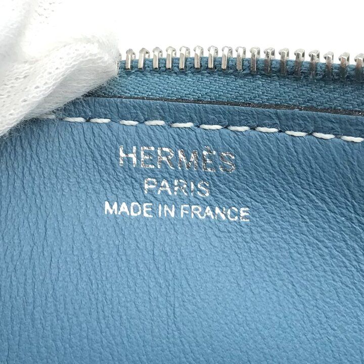 Hermes Zip Azap PM New Blue Jean Pouch Evercolor Case