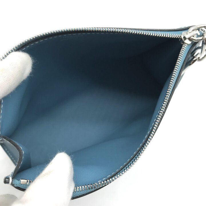 Hermes Zip Azap PM New Blue Jean Pouch Evercolor Case