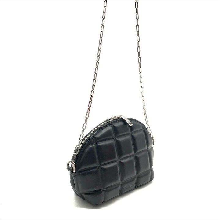 Bottega Veneta Padded Half Moon Chain Shoulder Bag Black Leather