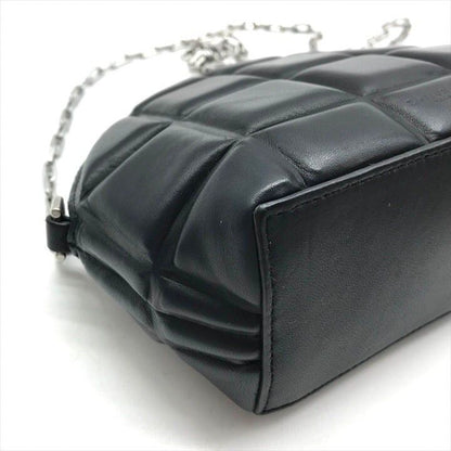 Bottega Veneta Padded Half Moon Chain Shoulder Bag Black Leather