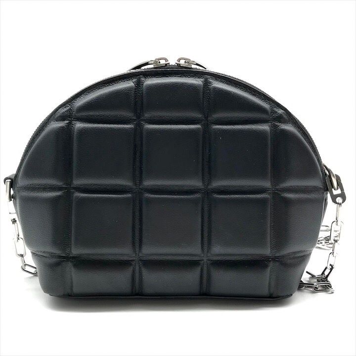 Bottega Veneta Padded Half Moon Chain Shoulder Bag Black Leather