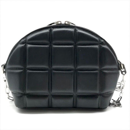 Bottega Veneta Padded Half Moon Chain Shoulder Bag Black Leather