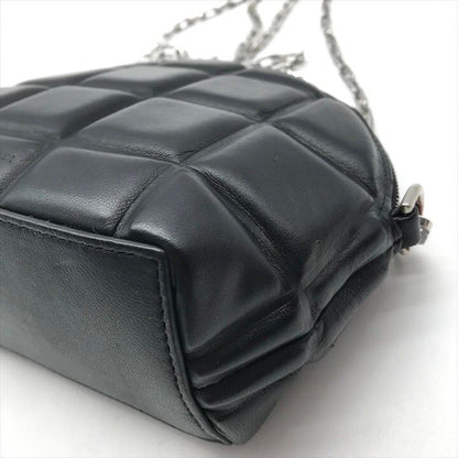 Bottega Veneta Padded Half Moon Chain Shoulder Bag Black Leather