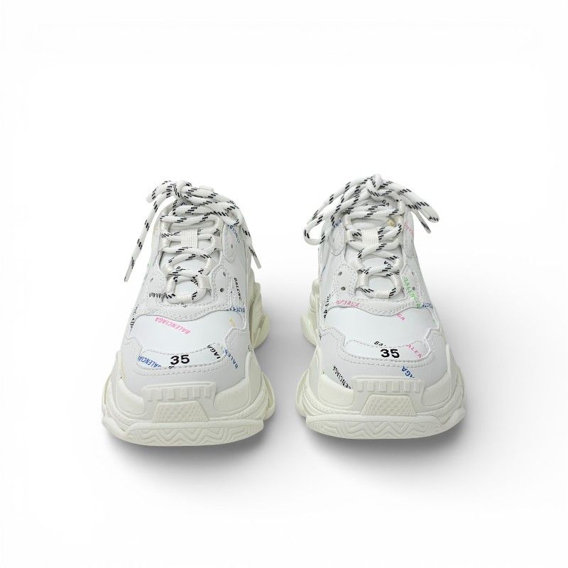 Balenciaga Triple S Sneakers Shoes Leather White Multicolor Logo
