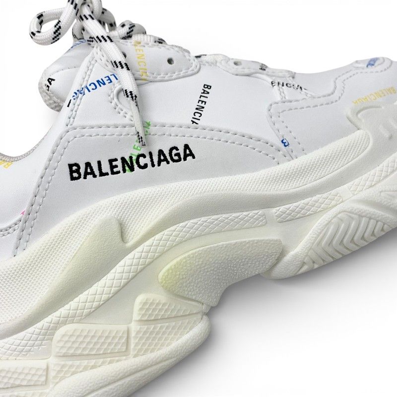 Balenciaga Triple S Sneakers Shoes Leather White Multicolor Logo