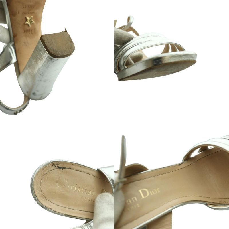 Prada Metallic Heel Sandals 37.5 Silver Color SS