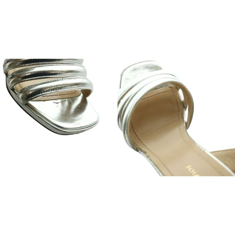 Prada Metallic Heel Sandals 37.5 Silver Color SS
