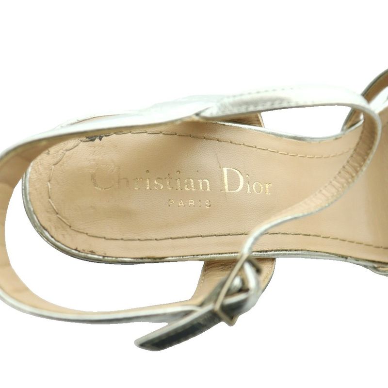 Prada Metallic Heel Sandals 37.5 Silver Color SS