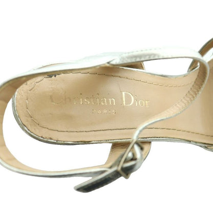 Prada Metallic Heel Sandals 37.5 Silver Color SS