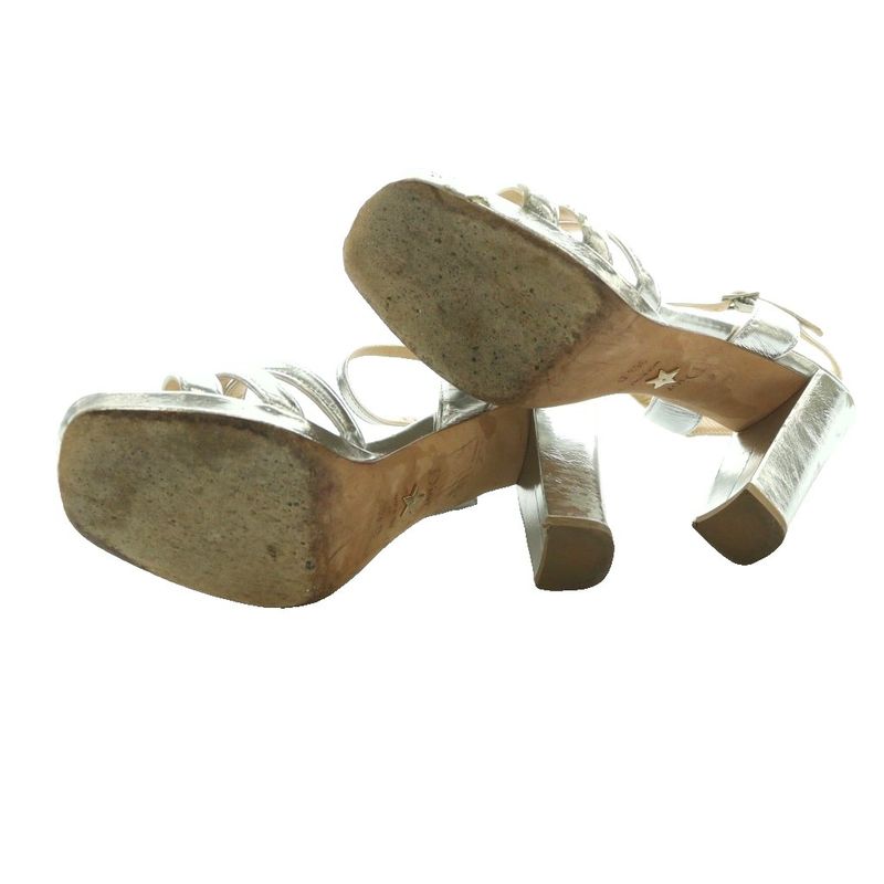 Prada Metallic Heel Sandals 37.5 Silver Color SS
